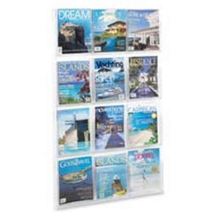 SAFCO Safco Products Company SAF5602CL Literature Rack- 12 Pockets Magazine- 30in.x2in.X49in.- Clear SAF5602CL